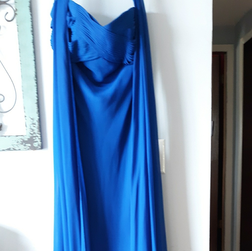 Royal blue dress.